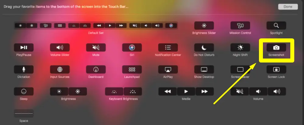 add screenshot menu from the system preferences to the quick access bar in mac